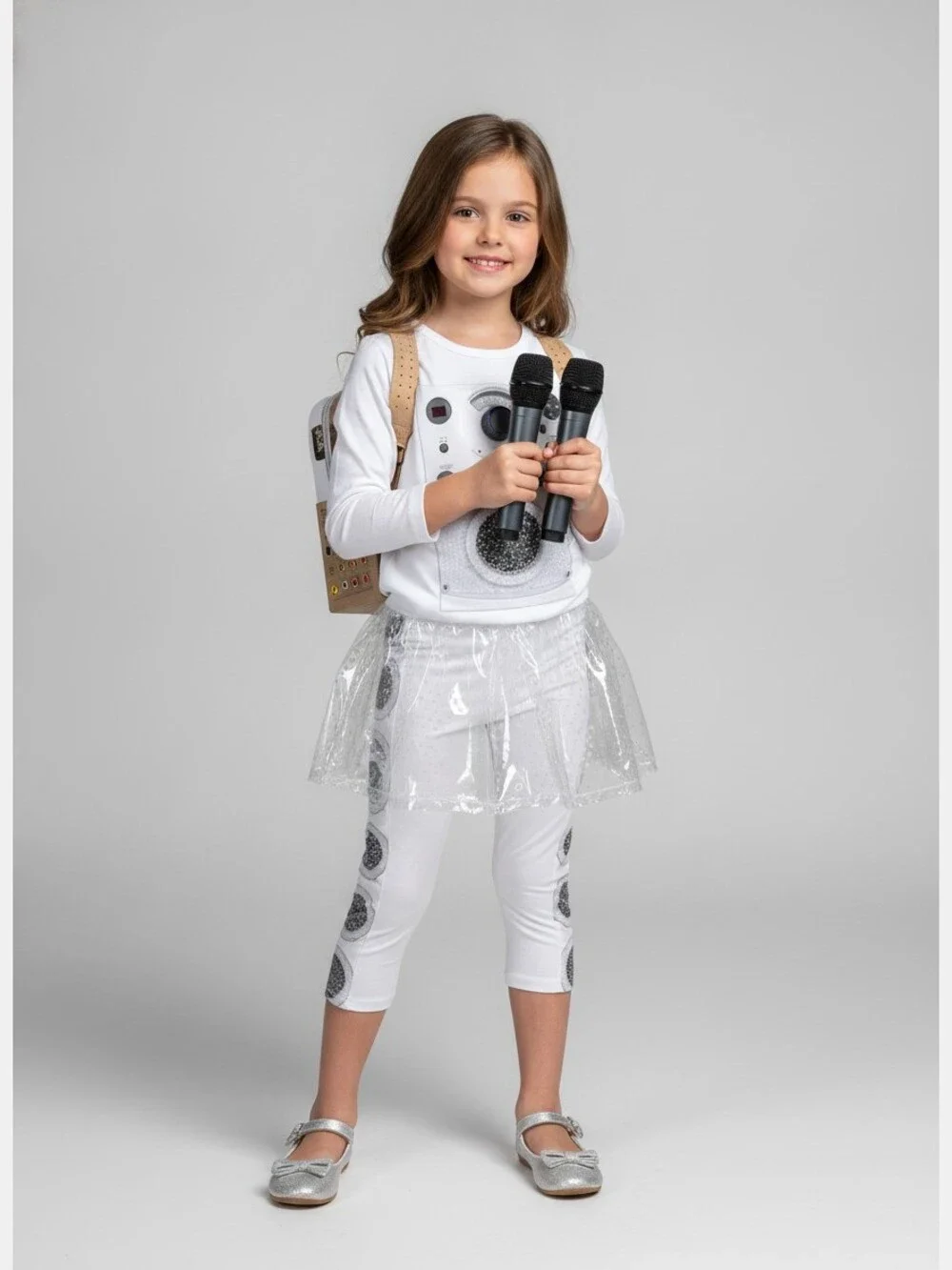 Singing Machine White Karaoke Kit | Kids OS Size Includes Microphones